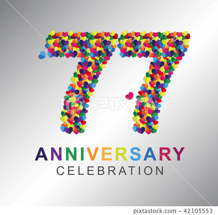 77 years anniversary paper hearts origami style. 77 years anniversary paper hearts origami style. 42105553