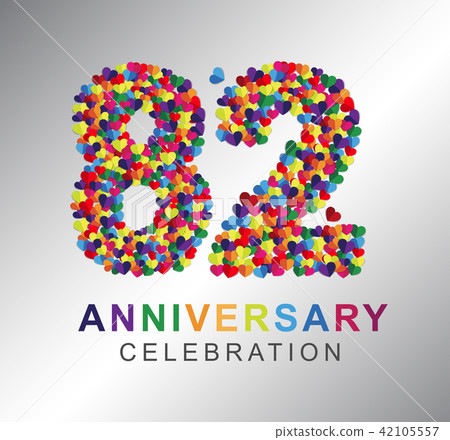 82 years anniversary paper hearts origami style. 42105557