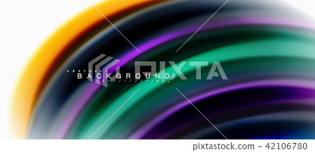 Fluid liquid mixing colors concept on light grey background, curve flow, trendy abstract layout 42106780