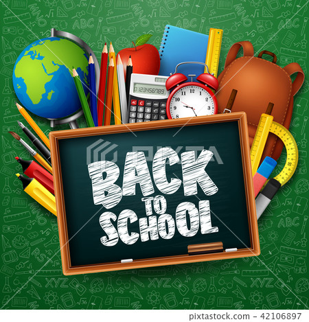 Back To School Background With Stationery And Scho Stock Illustration