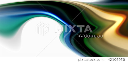 Fluid liquid mixing colors concept on light grey background, curve flow, trendy abstract layout 42106950