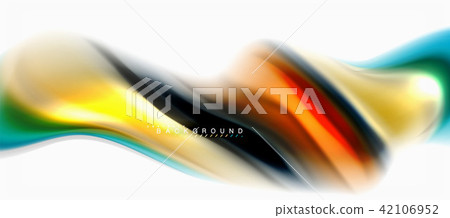 Fluid liquid mixing colors concept on light grey background, curve flow, trendy abstract layout 42106952