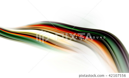 Fluid liquid mixing colors concept on light grey background, wave and swirl curve flow line, trendy 42107556
