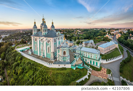Aerial view of Uspenskiy Cathedral in Smolensk Aerial view of Uspenskiy Cathedral in Smolensk 42107806