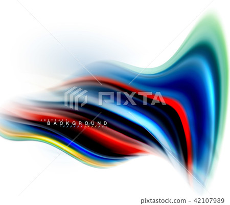 Fluid liquid mixing colors concept on light grey background, wave and swirl curve flow line, trendy Fluid liquid mixing colors concept on light grey background, wave and swirl curve flow line, trendy 42107989