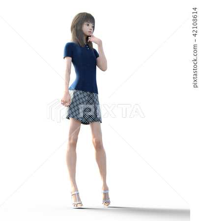 A beautiful long-haired young woman with legs perming3DC real illustration material A beautiful long-haired young woman with legs perming3DC real illustration material 42108614