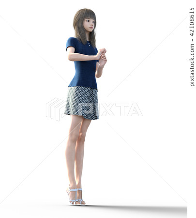 A beautiful long-haired young woman with legs perming3DC real illustration material A beautiful long-haired young woman with legs perming3DC real illustration material 42108615