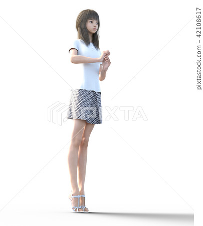 A beautiful long-haired young woman with legs perming3DC real illustration material A beautiful long-haired young woman with legs perming3DC real illustration material 42108617