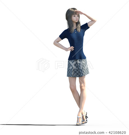 A beautiful long-haired young woman with legs perming3DC real illustration material A beautiful long-haired young woman with legs perming3DC real illustration material 42108620