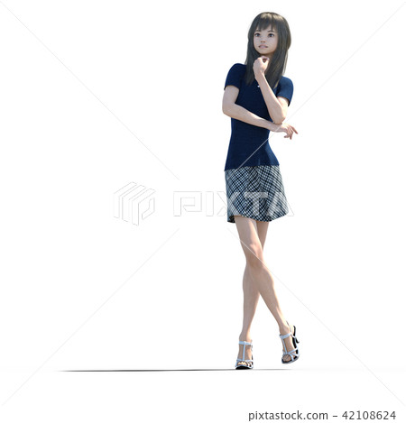 A beautiful long-haired young woman with legs perming3DC real illustration material A beautiful long-haired young woman with legs perming3DC real illustration material 42108624