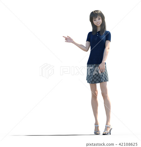 A beautiful long-haired young woman with legs perming3DC real illustration material A beautiful long-haired young woman with legs perming3DC real illustration material 42108625