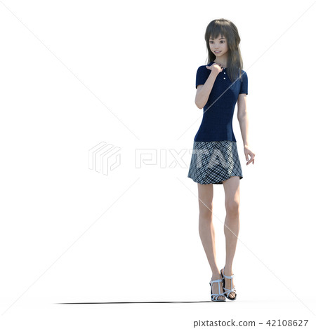 A beautiful long-haired young woman with legs perming3DC real illustration material A beautiful long-haired young woman with legs perming3DC real illustration material 42108627