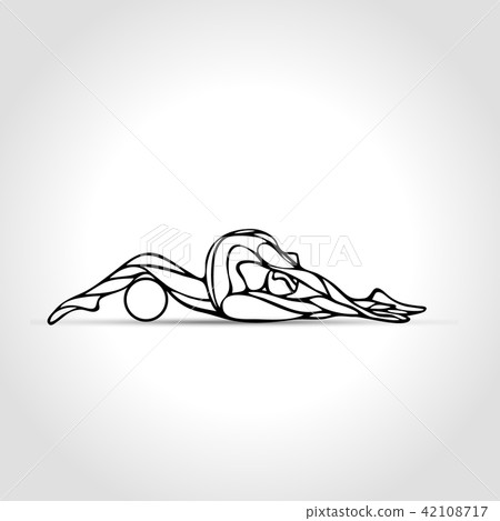 Silhouette of art rhythmic gymnastic girl with ball Silhouette of art rhythmic gymnastic girl with ball 42108717