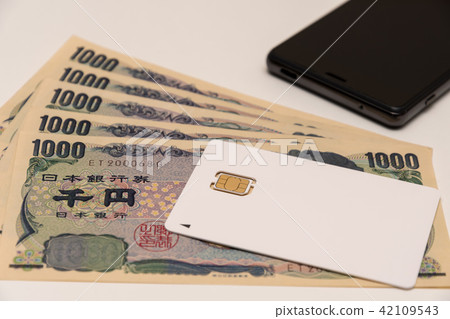SIM card Sumaho thousand yen bill 42109543