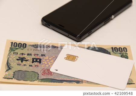 SIM card Sumaho thousand yen bill 42109548