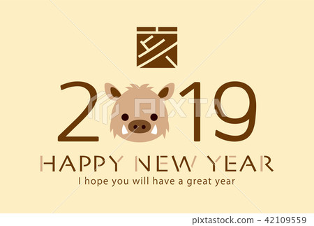 2019年年度公豬的新年卡片模板 42109559