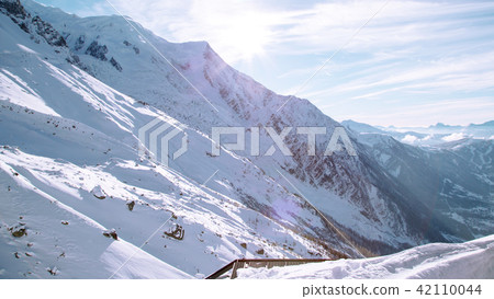 Panorama of snow mountain landscape, France 42110044