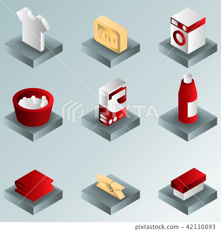 Laundry color gradient isometric icons 42110893