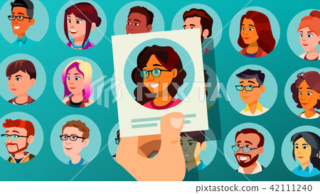 Human Recruitment Vector. Woman. Human Recruitment. Selected Group Of People. Pick From The Crowd 42111240