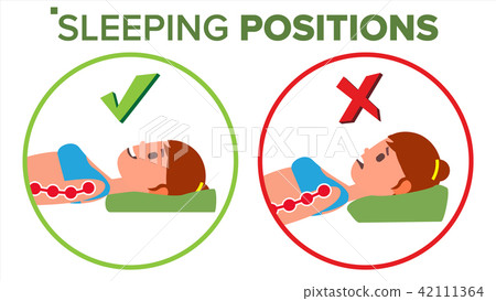 Sleeping Position Vector. Correct Spine Sleeping Position. Neck Pose. Health Body. Orthopedic 42111364