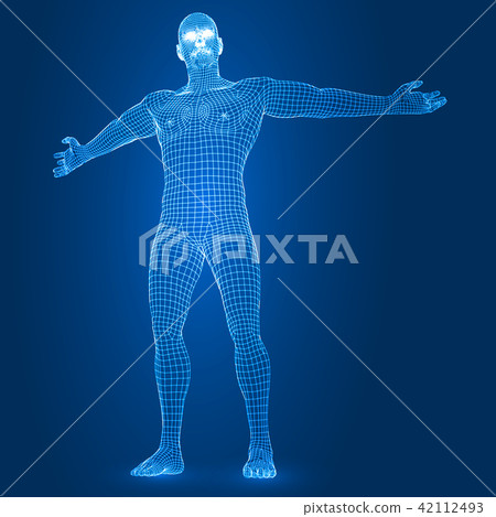 challenging digital male figure. 3d wireframe style vector illustration challenging digital male figure. 3d wireframe style vector illustration 42112493