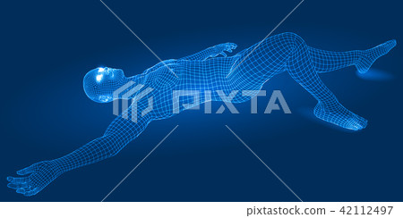 3d wireframe style lying man 3d wireframe style lying man 42112497