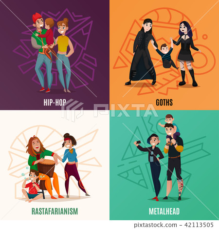 Subcultures Family Cartoon Design Concept 42113505