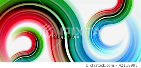 Rainbow fluid color line abstract background - swirl and circles, twisted liquid colours design 42115995