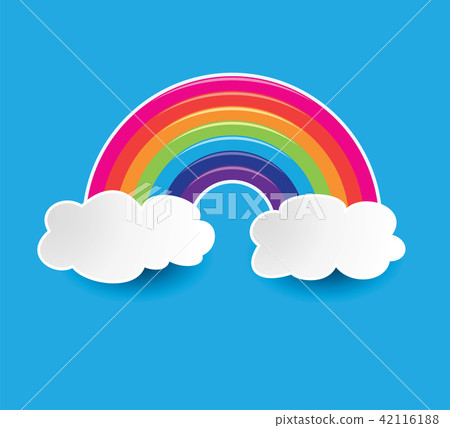 vector symbol of rainbow and clouds in the sky - Stock Illustration ...