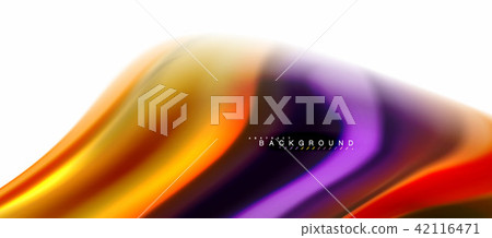 Fluid liquid mixing colors concept on light grey background, curve flow, trendy abstract layout 42116471