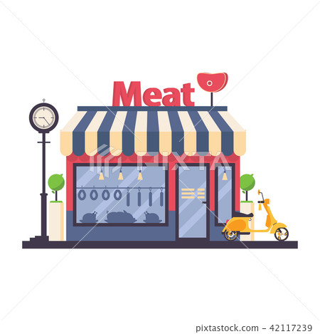 Butcher shop solated on white. Vector storefront  42117239