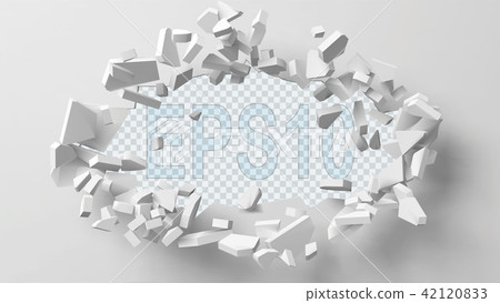 vector illustration of exploding wall with free area on center for any object or background 42120833