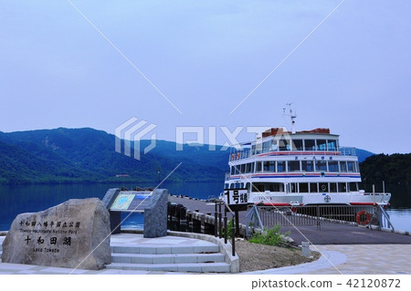 Towada Lake pleasure boat and lakeside Towada Lake pleasure boat and lakeside 42120872