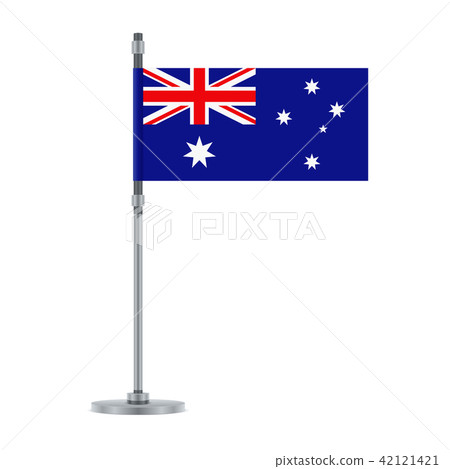 Australian flag on the metallic pole, vector 42121421