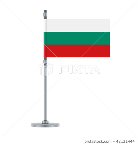 Bulgarian flag on the metallic pole, vector 42121444