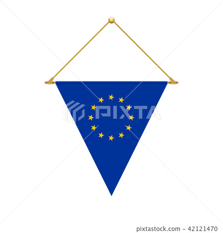 European Union triangle flag hanging, vector European Union triangle flag hanging, vector 42121470