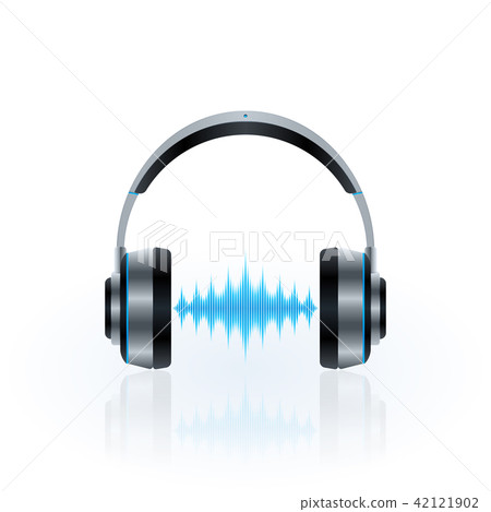 Headphones and sound waves, vector illustration 42121902