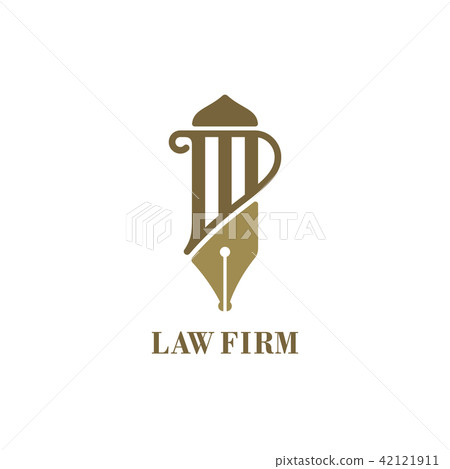 Law service logo with pillar and fountain pen 42121911