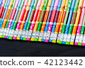 Full frame of graphite pencils with colored eraser 42123442