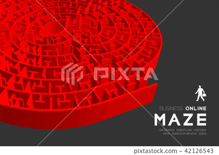 Internet Labirynth Sign Business online Maze or labyrinth At sign shape - Stock Illustration ...