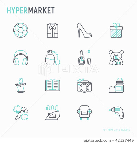 Hypermarket thin line icons set 42127449