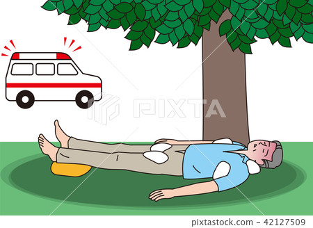 Elderly people receiving first aid for heat stroke Elderly people receiving first aid for heat stroke 42127509