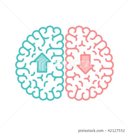 Left and Right Brain, Up and Down concept outline - Stock Illustration ...