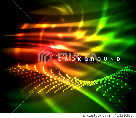 Neon glowing techno lines, hi-tech futuristic abstract background template with square shapes Neon glowing techno lines, hi-tech futuristic abstract background template with square shapes 42129393