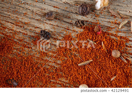 Grind paprica colorful background, close-up, shallow depth of field. Grind paprica colorful background, close-up, shallow depth of field. 42129491