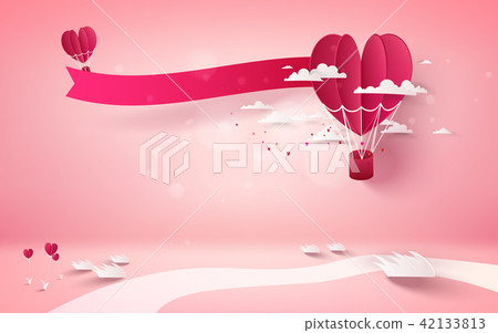 Red heart flower on pink background Red heart flower on pink background 42133813