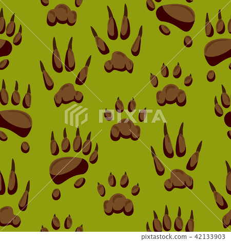 Wild animal paw hand steps vector animalistic pets claw or of cat or dog and pawed bear or monkey 42133903