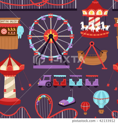 Sideshow Rides Cartoon Carousels amusement attraction side-show kids... - Stock Illustration ...