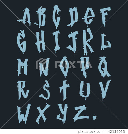 Hand drawn grunge font paint symbol design detailed vector alphabet graffiti text brush graphic ink. 42134033