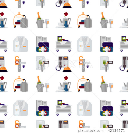 Hotel personal professional service objects executive help hostel tools seamless pattern background 42134271